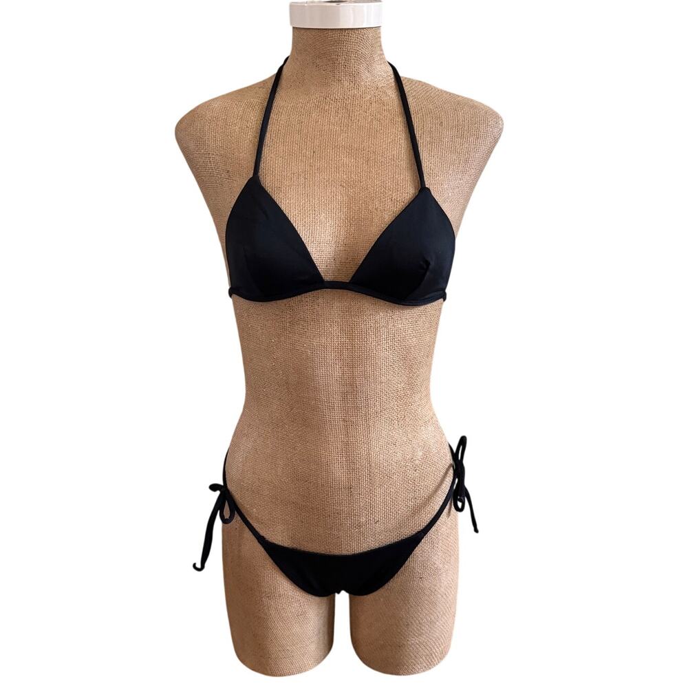 Moschino Black Red Heart Bikini Bathing Swim Suit Halter Y2k Vintage Small